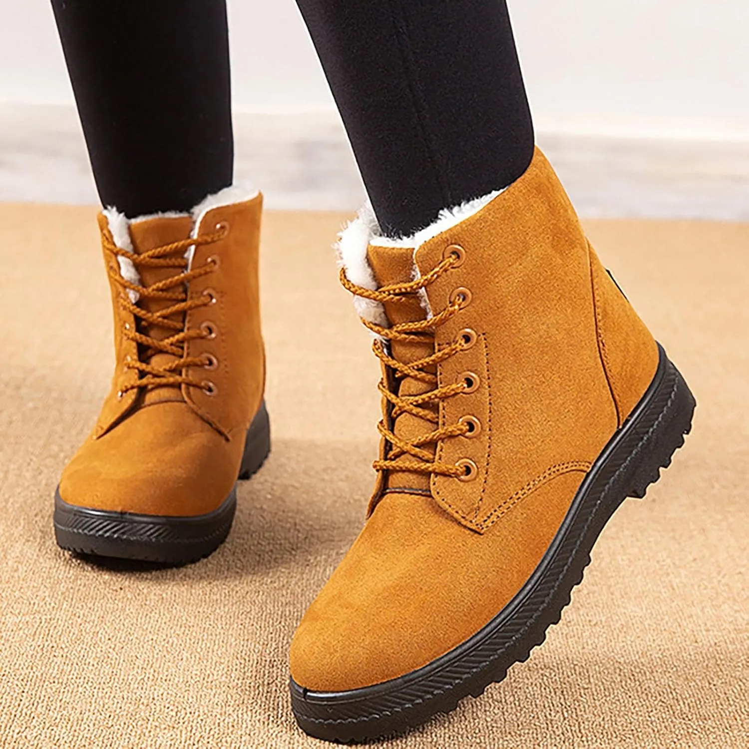 Womens Snow Boots Size Heel Women's Boots Breathable Fashion Round Head Chunky Heel Women's on Snow Boots for Women
