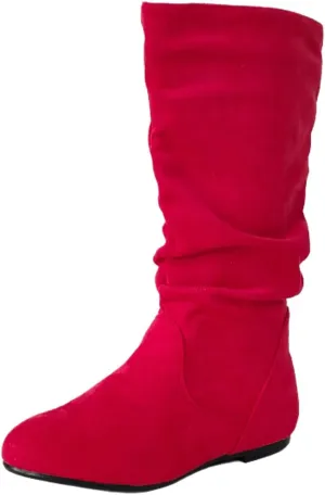 Women's Soft Suede Low Heel Mid Calf Boots | Comfortable Fall Outdoor Footwear with Side Zipper & Non-Slip Sole - Flat Boots,slouch boots for women