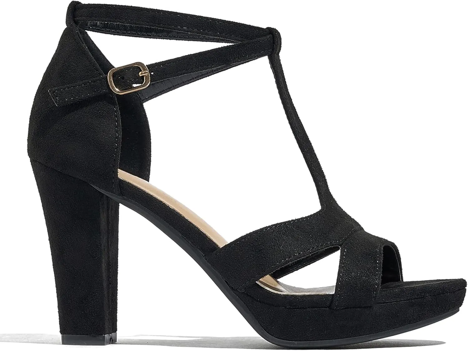 Women's Strappy Block Heels Sandals Comfortable Open Toe Chunky Dress Wedding Shoes with Adjustable Ankle Strap