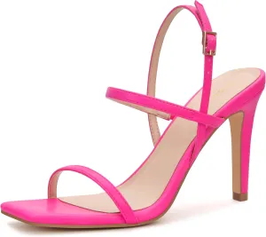 Women's Strappy High Heeled Sandals Open Toe Ankle Strap heels Comfy Weddings Shoes,EMMA-Hot Pink Pu-6-O1