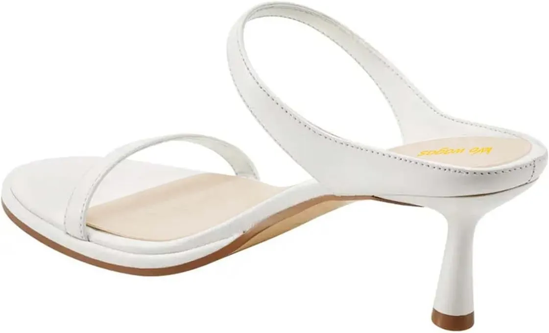 Women’s Strappy Mules Slip On Slippers Kitten Mid Heels Open Round Toe Shoes Indoor Shopping Dating Size 4-16 US