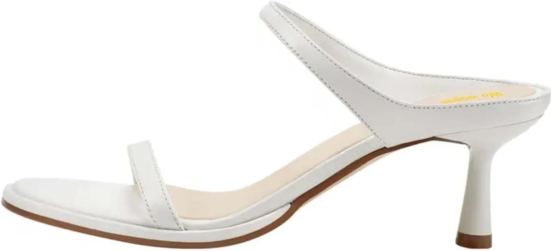 Women’s Strappy Mules Slip On Slippers Kitten Mid Heels Open Round Toe Shoes Indoor Shopping Dating Size 4-16 US