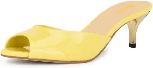 Women’s Strappy Mules Slip On Slippers Metal Kitten Mid Heels Open Peep Toe Dress Shoes Indoor Shopping Size 4-16 US