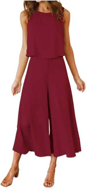 Women's Summer 2 Piece Outfits 2025 Summer Casual Loose Top Wide Leg Pants Matching Tracksuit Sweatsuit Sets