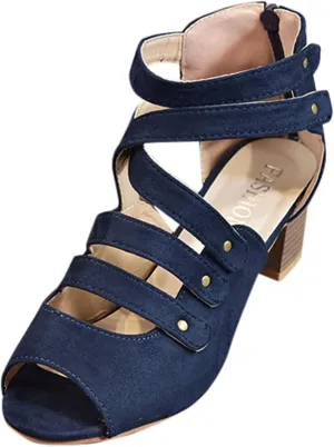 Women's Summer Hollow Shoes High Heels Side Zip Bow Fish Mouth Casual Sandals