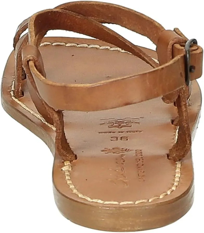 Women's tan Leather Sandals Hand Made in Italy
