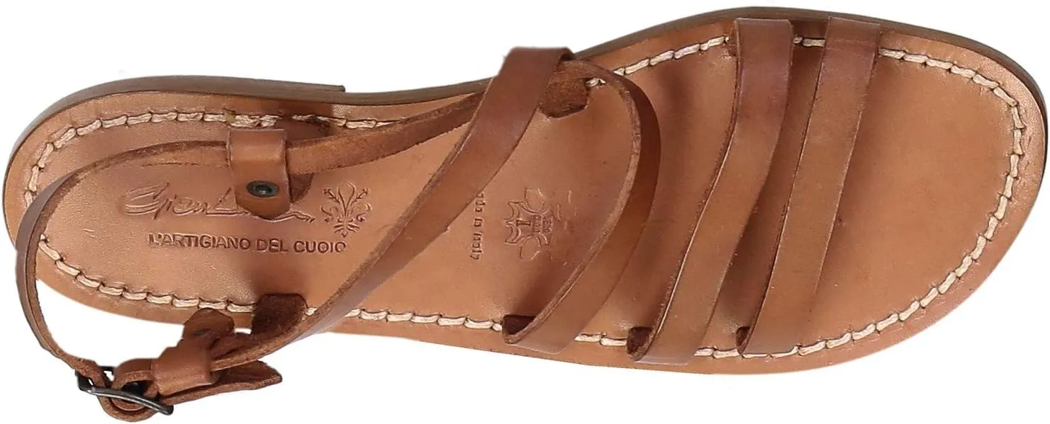 Women's tan Leather Sandals Hand Made in Italy