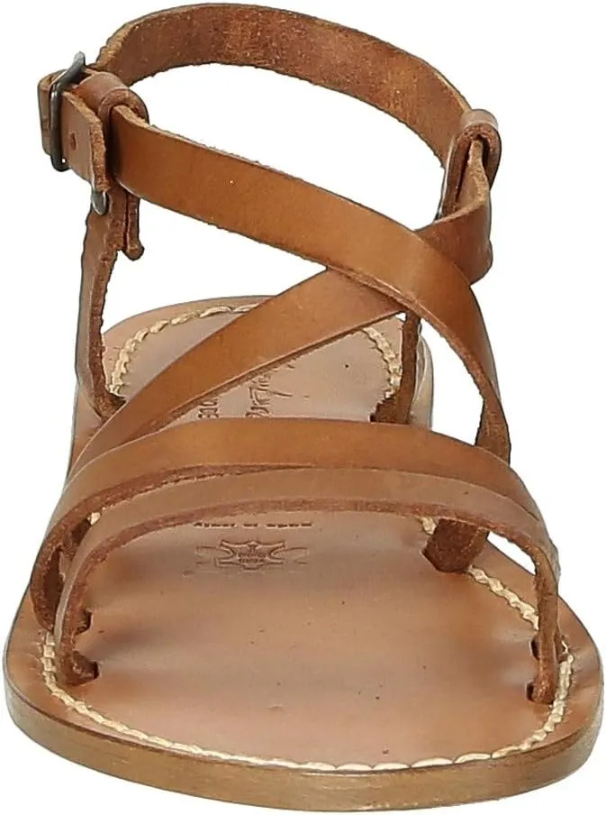 Women's tan Leather Sandals Hand Made in Italy