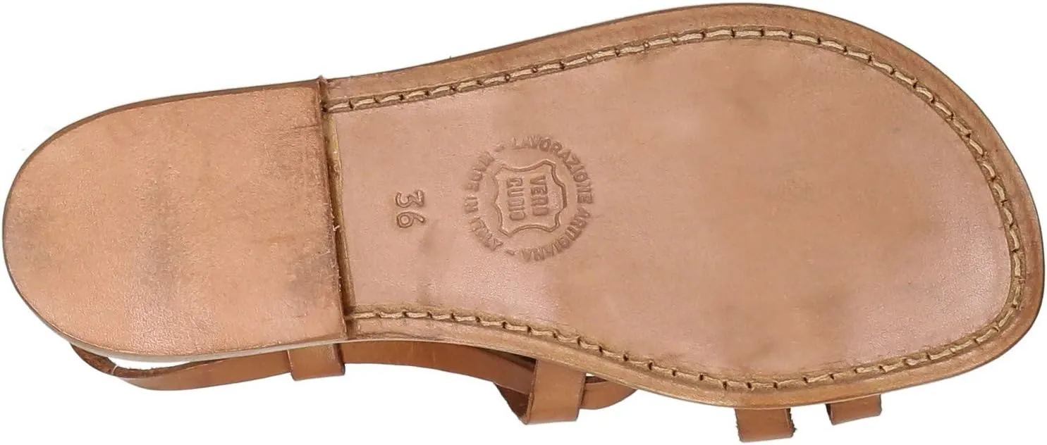 Women's tan Leather Sandals Hand Made in Italy