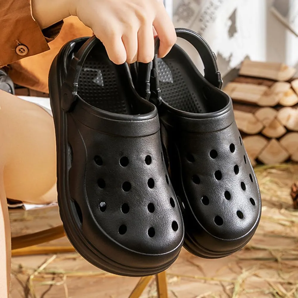 Women's Thick Sole Platform Clogs, Ultra Lightweight Garden Shoes for Girls, Summer Sandals Slip Resilient Arch Support Comfy Waterproof Casual Slip-on Foot Massage Pellets Slides Outdoor Beach Slippers Closed Toe Mules