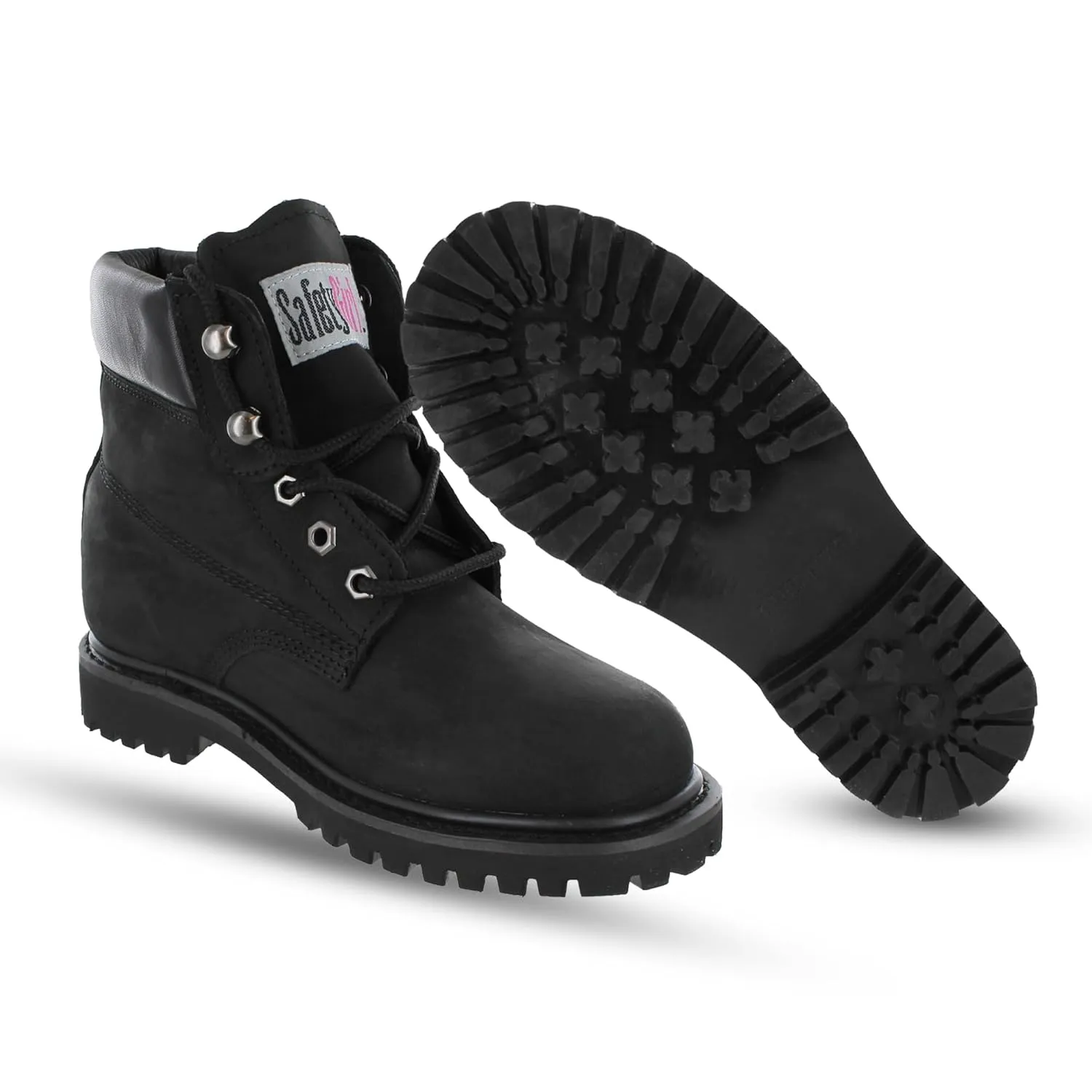 Women’s Work Boots | Waterproof Leather Work Boots for Women | Oil & Slip-Resistant Soft Toe Boots for Women | Premium Nubuck Leather | Lightweight and Comfortable | Black Leather - 8.5M
