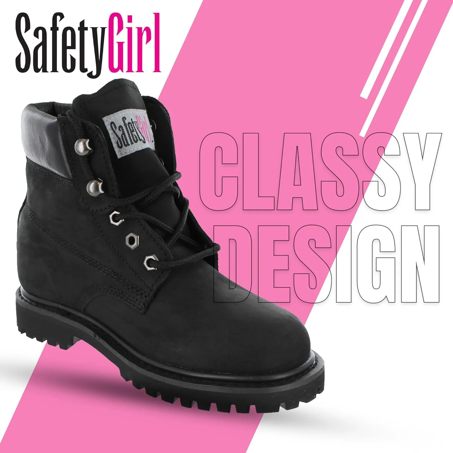 Women’s Work Boots | Waterproof Leather Work Boots for Women | Oil & Slip-Resistant Soft Toe Boots for Women | Premium Nubuck Leather | Lightweight and Comfortable | Black Leather - 8.5M