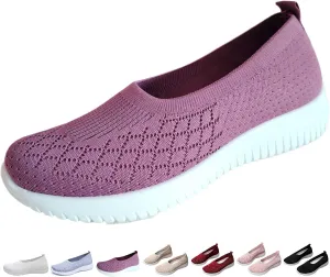 Women's Woven Orthopedic Breathable Shoes Comfortable Walking Sneakers with Arch Support Wide Fit Go Walk Slip on Tenis Comfy Work Slip Ins Loafers Standing All Day Soft Foam Summer Shoes Hands Free