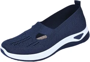 Women's Woven Orthopedic Breathable Soft Shoes Fashion Lightweight Go Walk Shoes for Women Mesh Breathable Hands Free Slip in Sneakers with Arch Support