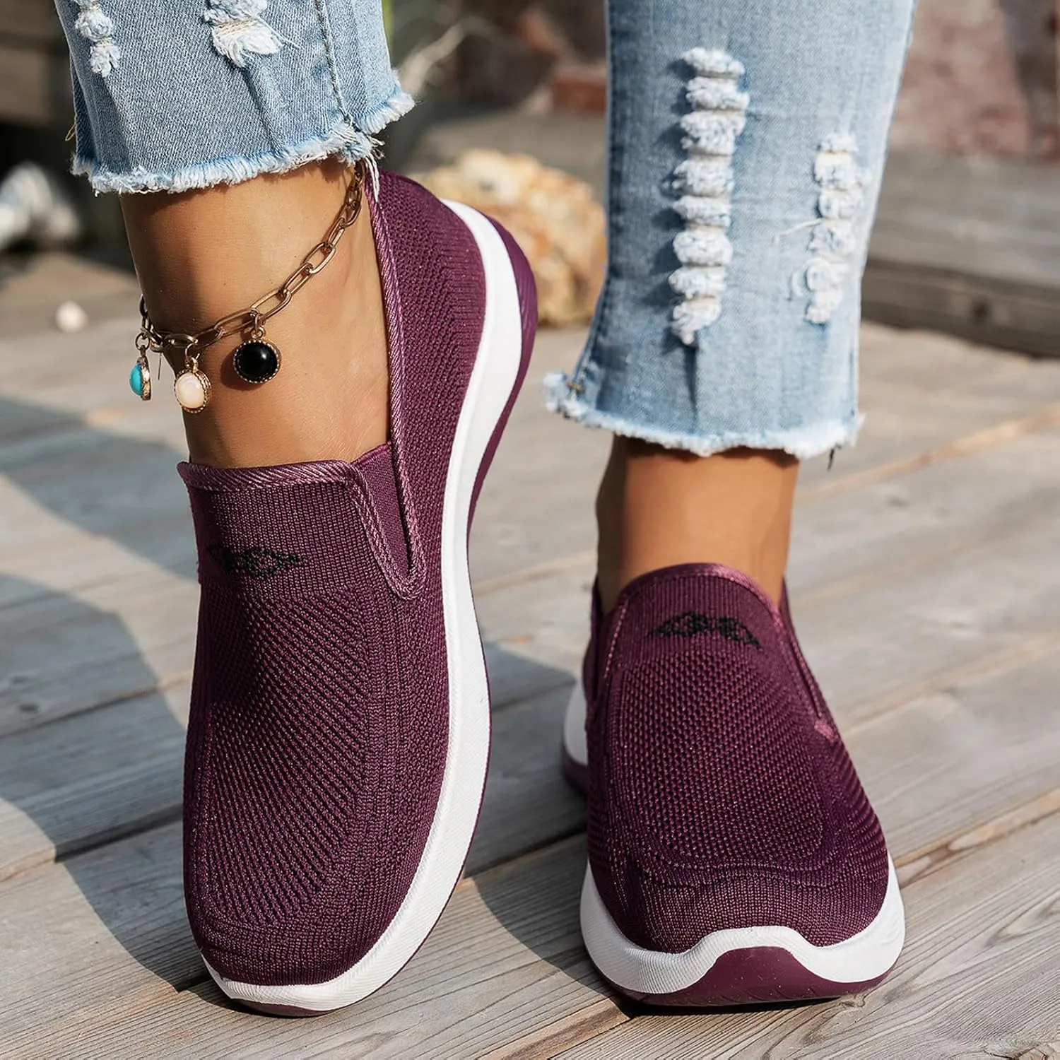 Women's Woven Orthopedic Breathable Soft Shoes Go Walking Slip On Sneakers Women Arch Support Orthopedic Shoes for Women Wide Width Sneakers Diabetic Foam Food Service Nurse Mesh Sneaker