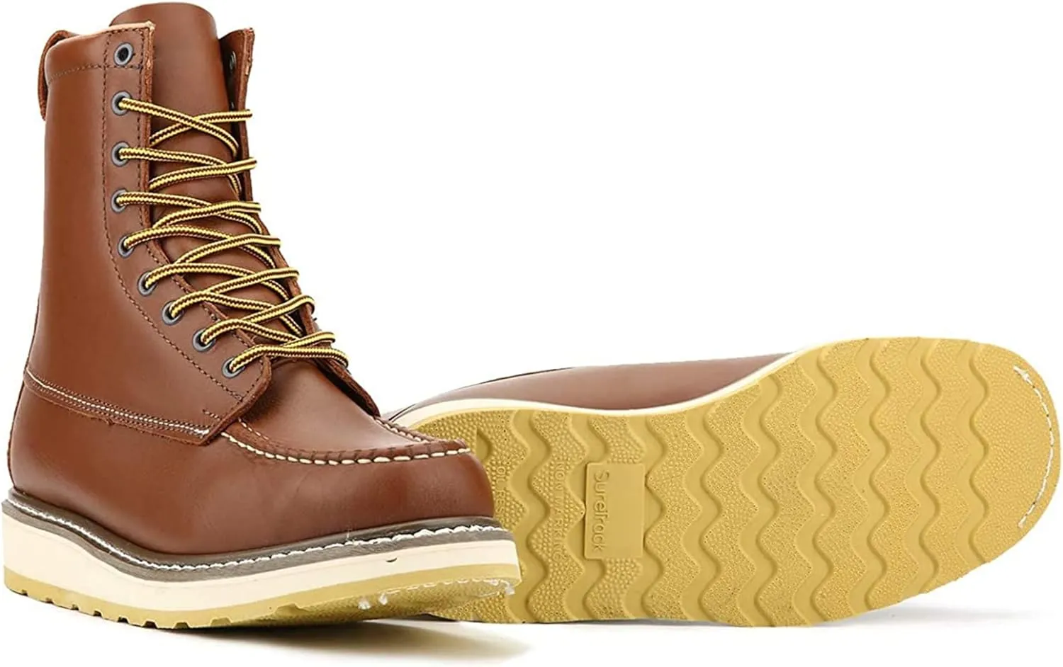 Work Boots for Men, 6" & 8" SureTrack Soft Toe Slip Resistant Moc Toe Mens Work Boots 84994/86994