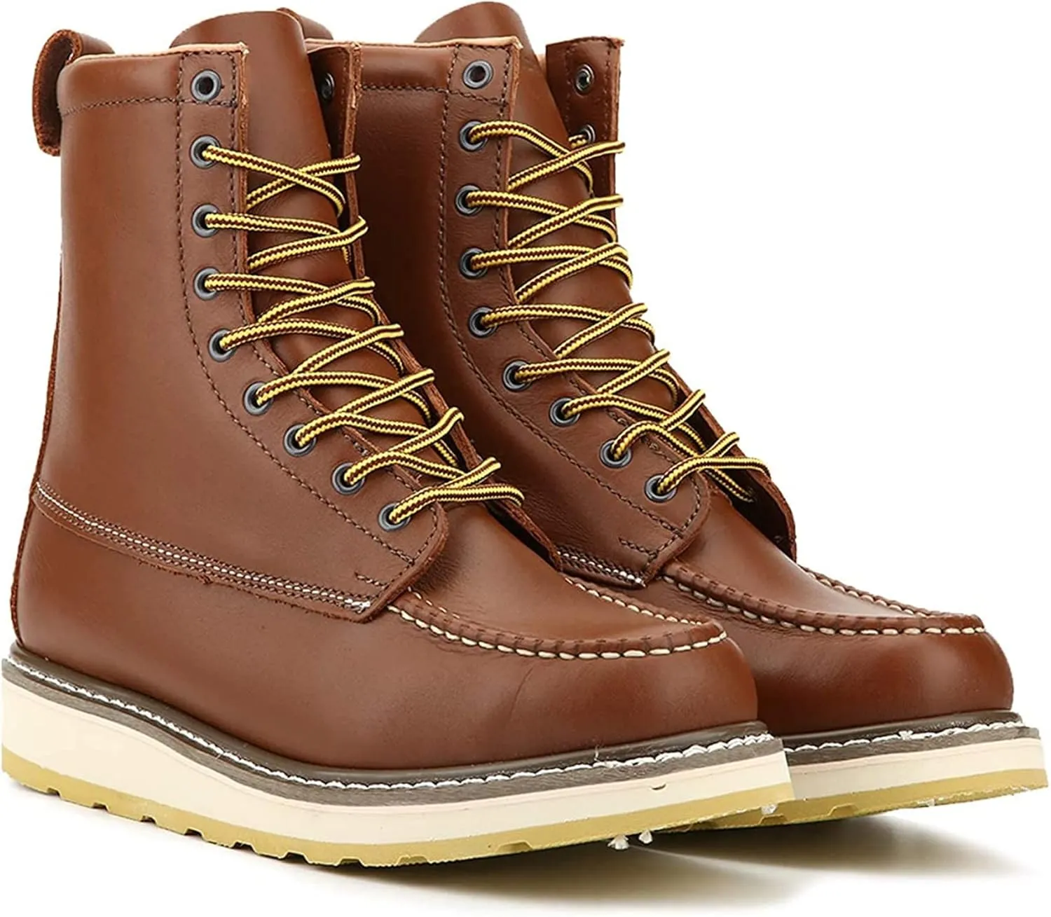 Work Boots for Men, 6" & 8" SureTrack Soft Toe Slip Resistant Moc Toe Mens Work Boots 84994/86994