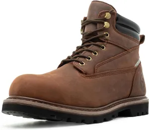 Work Boots for Men Soft Toe Insulated Non Slip Comfortable Black/Brown Leather Rubber Industrial & Construction Boots