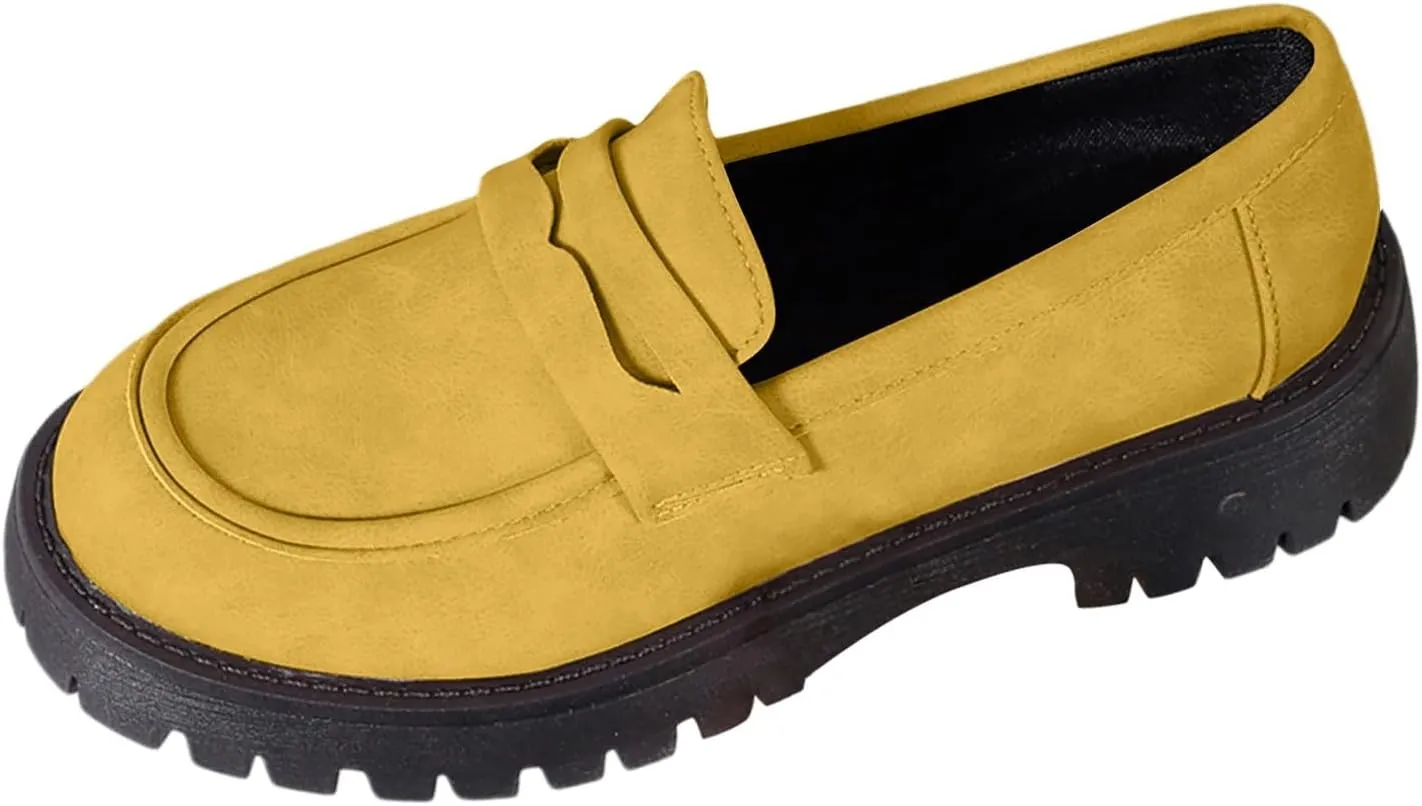 Work Shoes for Women Platform Oxford Shoes Chunky Loafers Comfortable Penny Loafers Dressy Casual Shoes Office Shoes