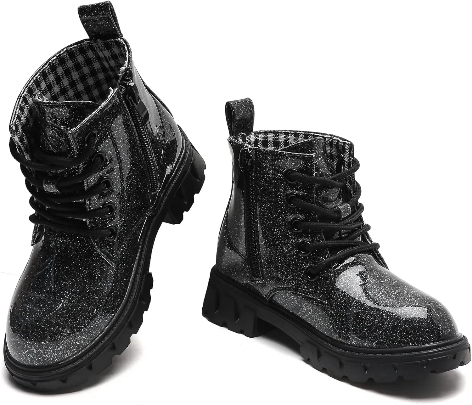 WUIWUIYU Boys Girls Combat Boots Waterproof Zip-up Hiking Ankle Boots Short Booties Desert Motorcyle Boots