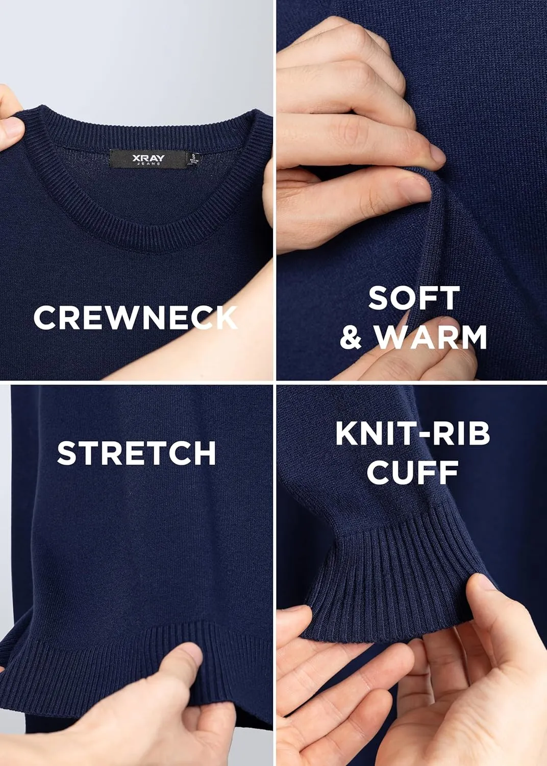 X RAY Boys Crewneck Sweater (XS - XXL), School Uniform Big Boys' & Little Kids Youth Crew Neck Long Sleeve Pullover