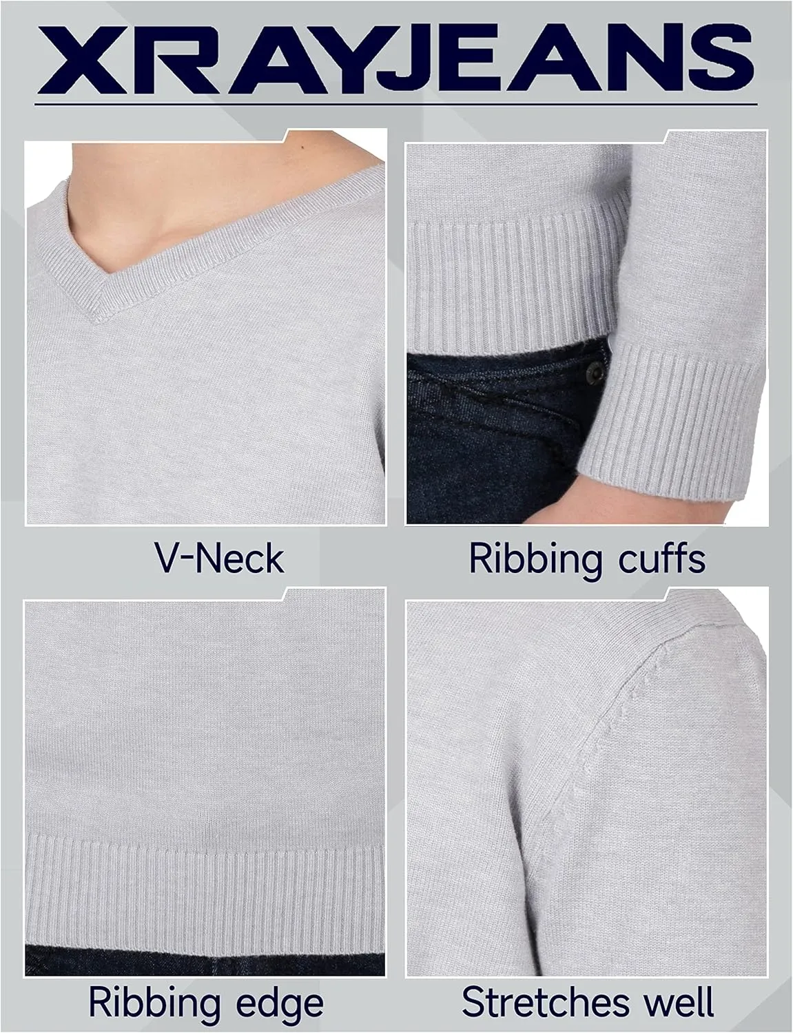 X RAY Boys School Uniform Sweater V-Neck (XS - XXL), Big Boys' & Little Kids Youth Long Sleeve V Neck Pullover Sweater