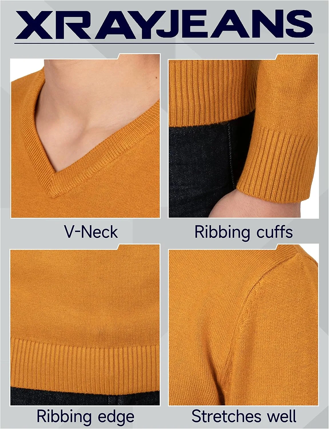 X RAY Boys School Uniform Sweater V-Neck (XS - XXL), Big Boys' & Little Kids Youth Long Sleeve V Neck Pullover Sweater