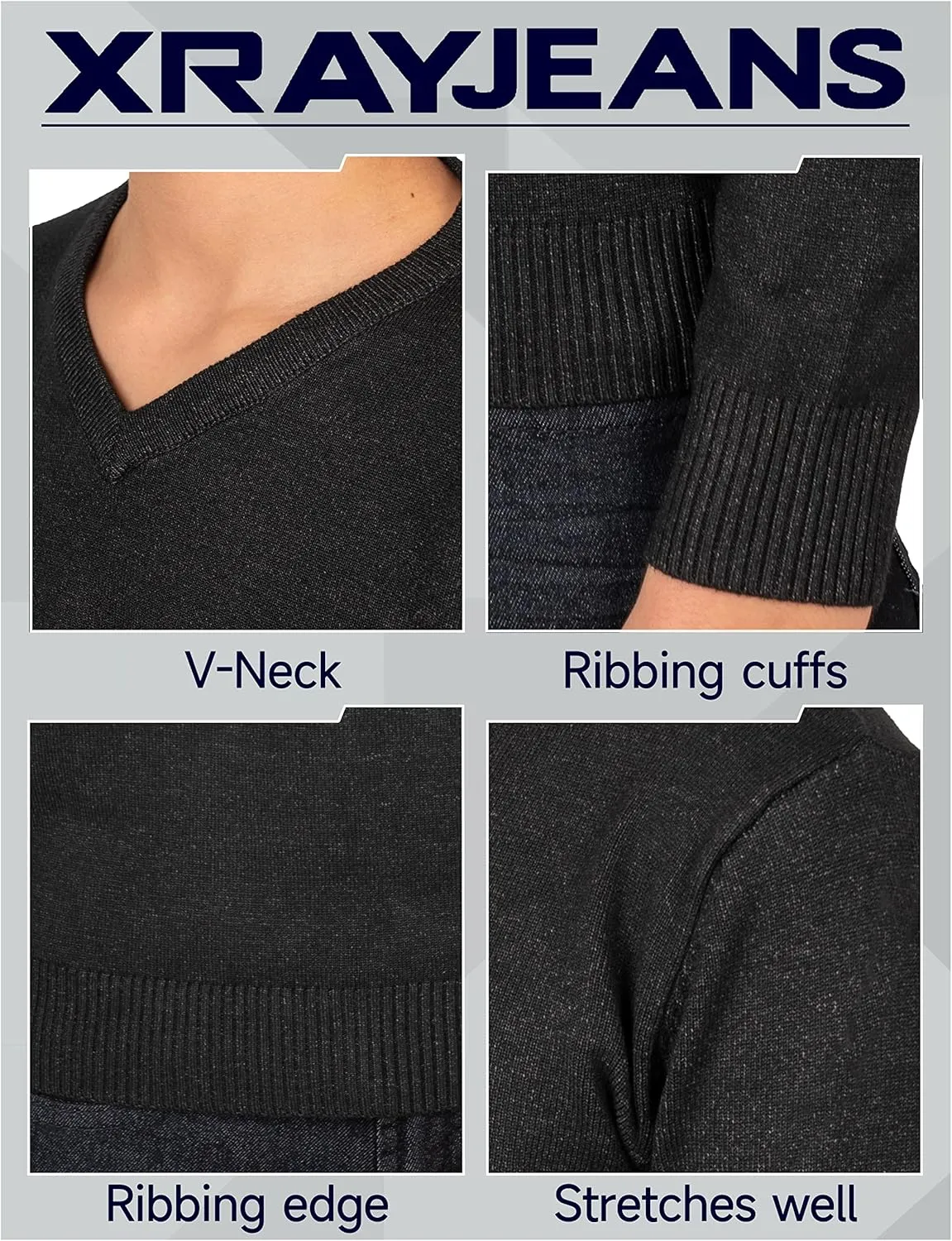 X RAY Boys School Uniform Sweater V-Neck (XS - XXL), Big Boys' & Little Kids Youth Long Sleeve V Neck Pullover Sweater