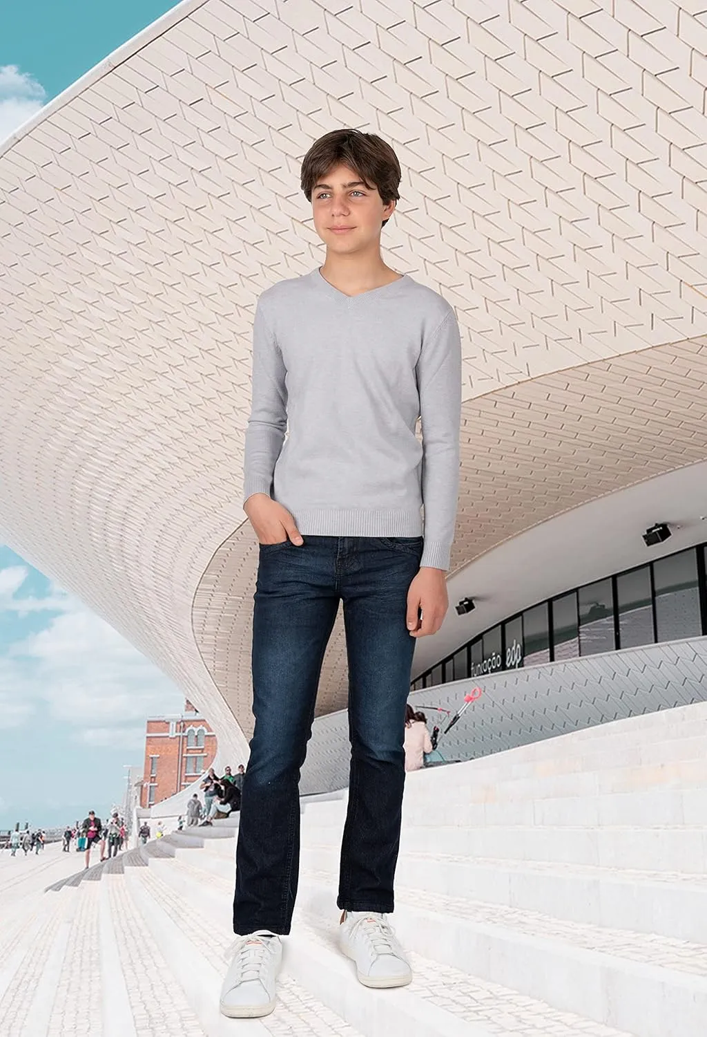 X RAY Boys School Uniform Sweater V-Neck (XS - XXL), Big Boys' & Little Kids Youth Long Sleeve V Neck Pullover Sweater