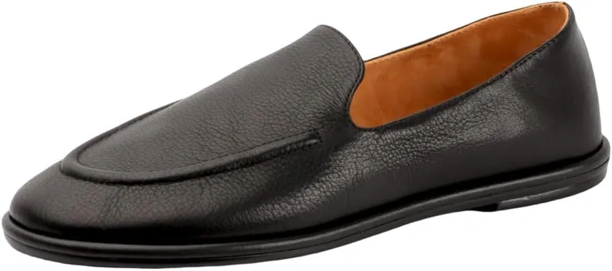 XOBZJH Leather Penny Loafers for Womens Dress Shoes 2024 with Casual Slip on Walk Moccasin Round Toe Designer Flat Comfortable Office Shoes