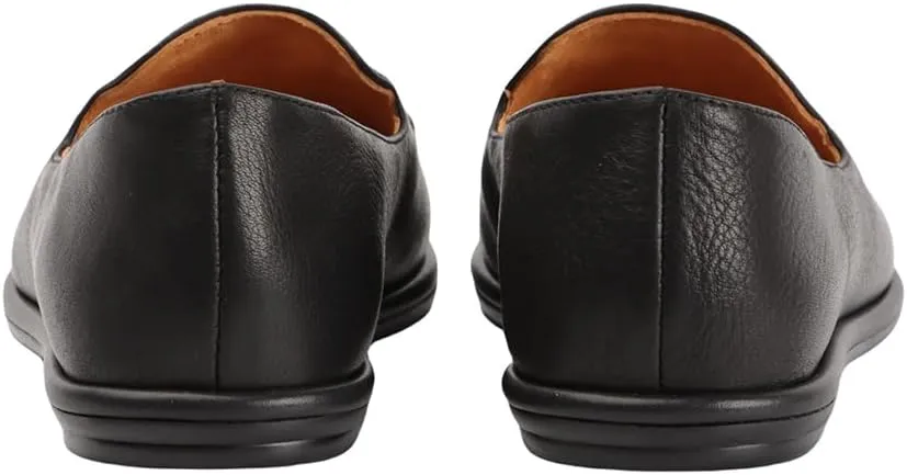 XOBZJH Leather Penny Loafers for Womens Dress Shoes 2024 with Casual Slip on Walk Moccasin Round Toe Designer Flat Comfortable Office Shoes