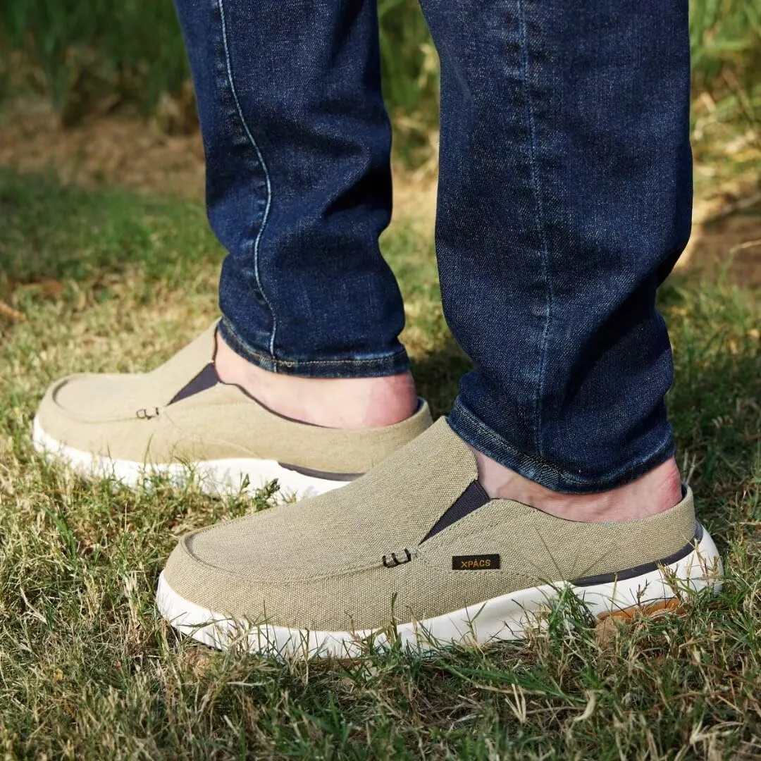 XPACS Men's Orthopedic Comfy Slippers, Stylish Arch Support Casual Shoes for Plantar Fasciitis Recovery, Non Slip Canvas Shoes for Heel and Foot Pain Relief