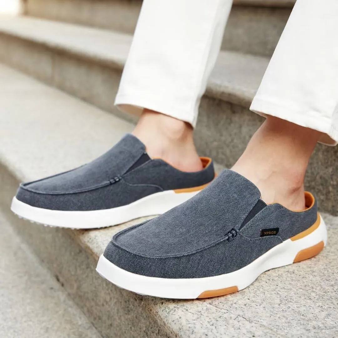 XPACS Men's Orthopedic Comfy Slippers, Stylish Arch Support Casual Shoes for Plantar Fasciitis Recovery, Non Slip Canvas Shoes for Heel and Foot Pain Relief