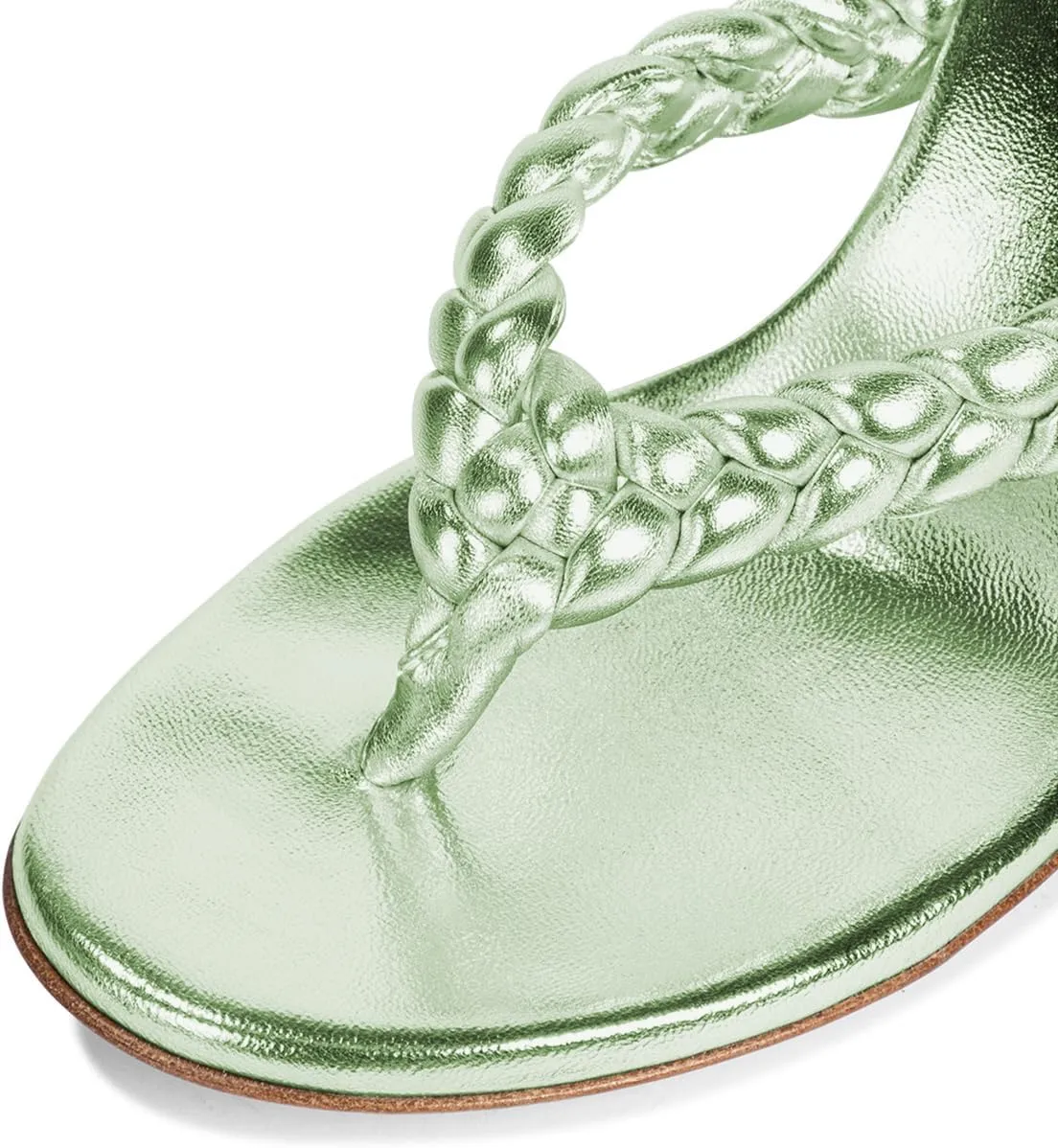 XYD Women Braided Strap Flip Fliops Almond Open Toe Thin Mid Heel Sandals Summer Chic Slip-on Thong Dress Shoes