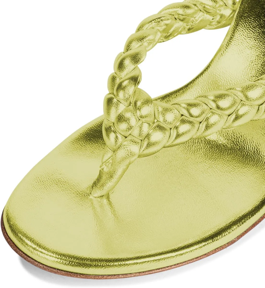 XYD Women Braided Strap Flip Fliops Almond Open Toe Thin Mid Heel Sandals Summer Chic Slip-on Thong Dress Shoes