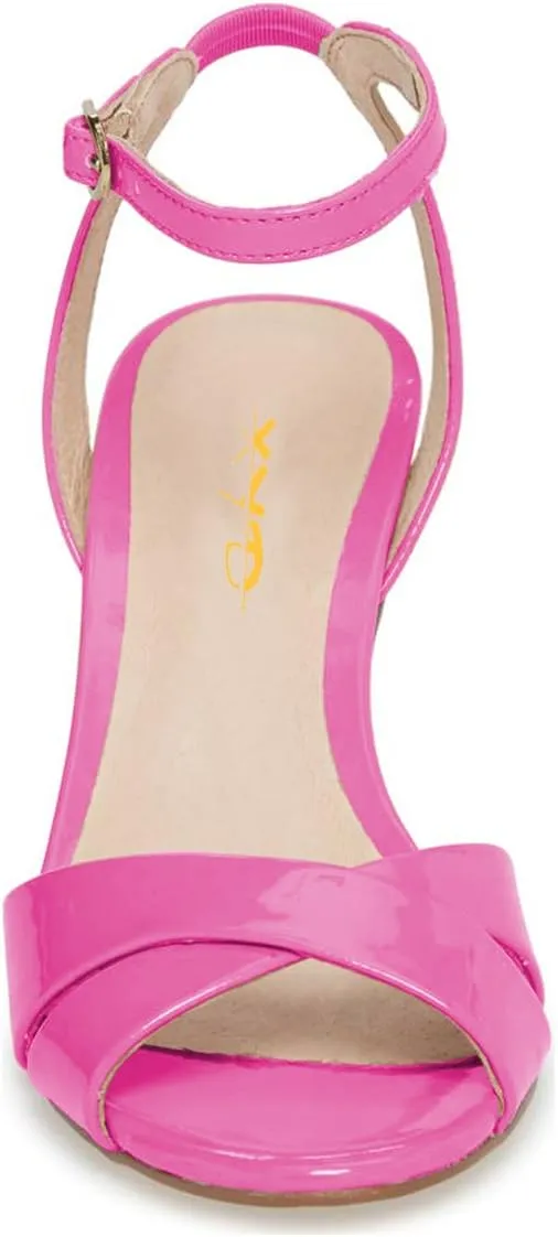 XYD Women Chic Cross Strap Slingback Ankle Strap High Heel Patent Buckle Sandal Pump Shoes