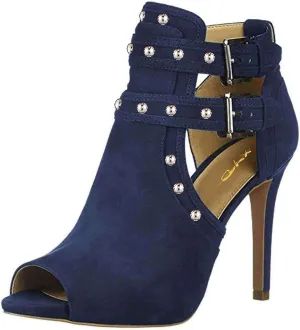 XYD Women Chic Studs Peep Toe Ankle Bootie High Heel Pumps Buckled Double Straps Cutout Fashion Party Shoes