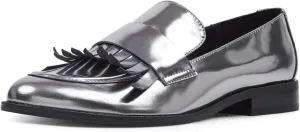 YDN Women Chic Classic Loafers Flats Fringed Tassels Decor Closed Round Toe Flat Block Stacked Chunky Low Heels Formal Casual Office Shoes
