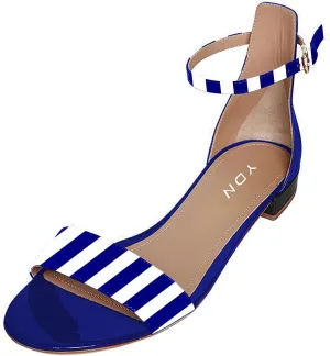 YDN Womens Chic Block Low Heel Sandals Open Toe Ankle Strap Patent Comfortable Walking Dress Flat Shoes Size 4-15