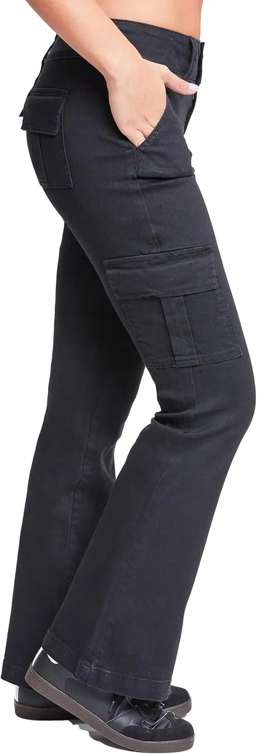 YMI Women's Low Rise Cargo Flare Jean