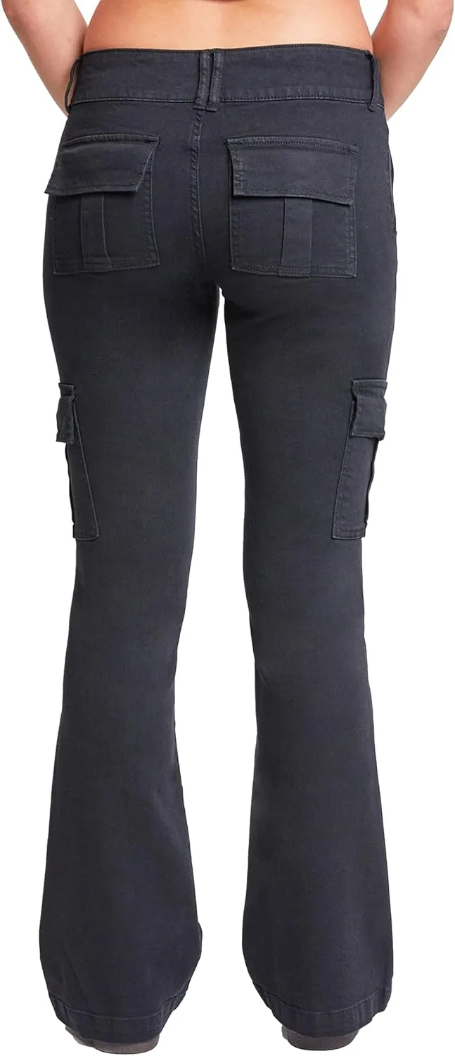 YMI Women's Low Rise Cargo Flare Jean