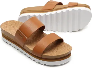 Yozuru Womens Platform Sandals with Arch Support Slip on Slides Comfortable Summer Beach Sandals Cork Footbed Cushion Wedge Sandals for Women