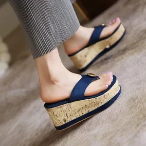 ZBYY Flip Flops Sandals for Women Summer Platform Wedge Sandals Casual Beach Outdoor Thong Sandals High Heels Shoes