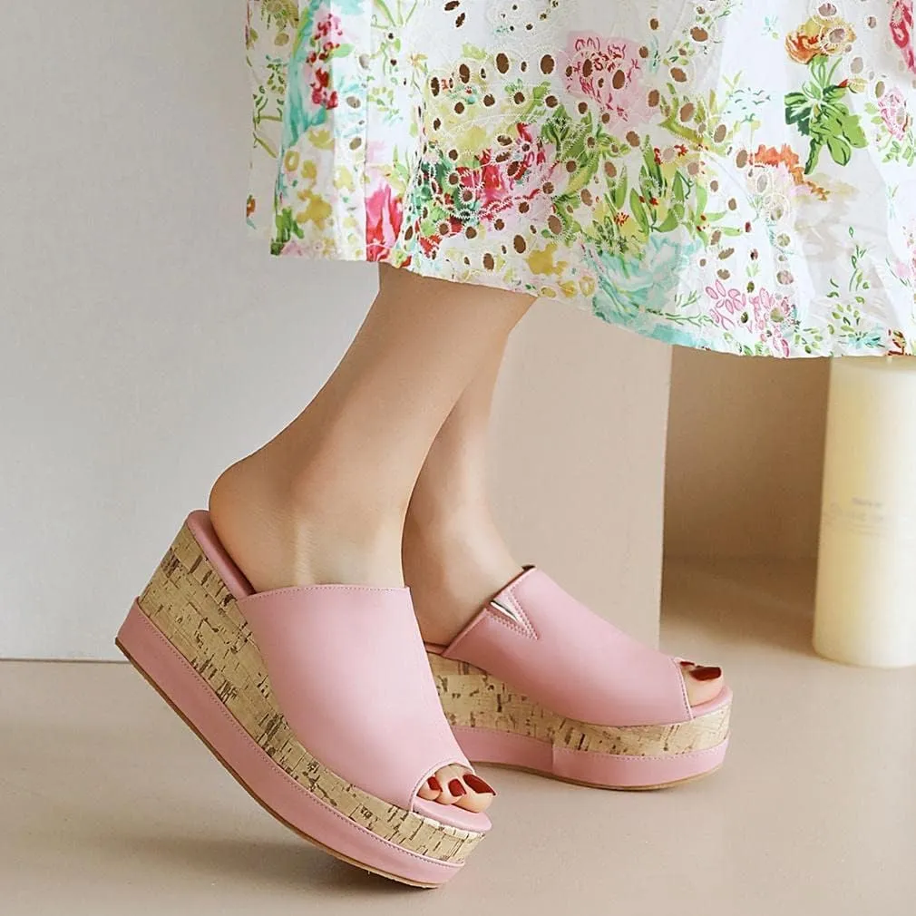 ZBYY Womens Platform Wedge Sandals Comfort Peep Toe Slingback Beach High Heel Summer Sandals Casual Leather Slippers