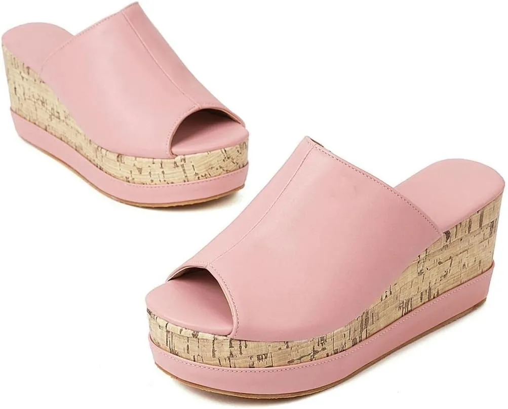 ZBYY Womens Platform Wedge Sandals Comfort Peep Toe Slingback Beach High Heel Summer Sandals Casual Leather Slippers