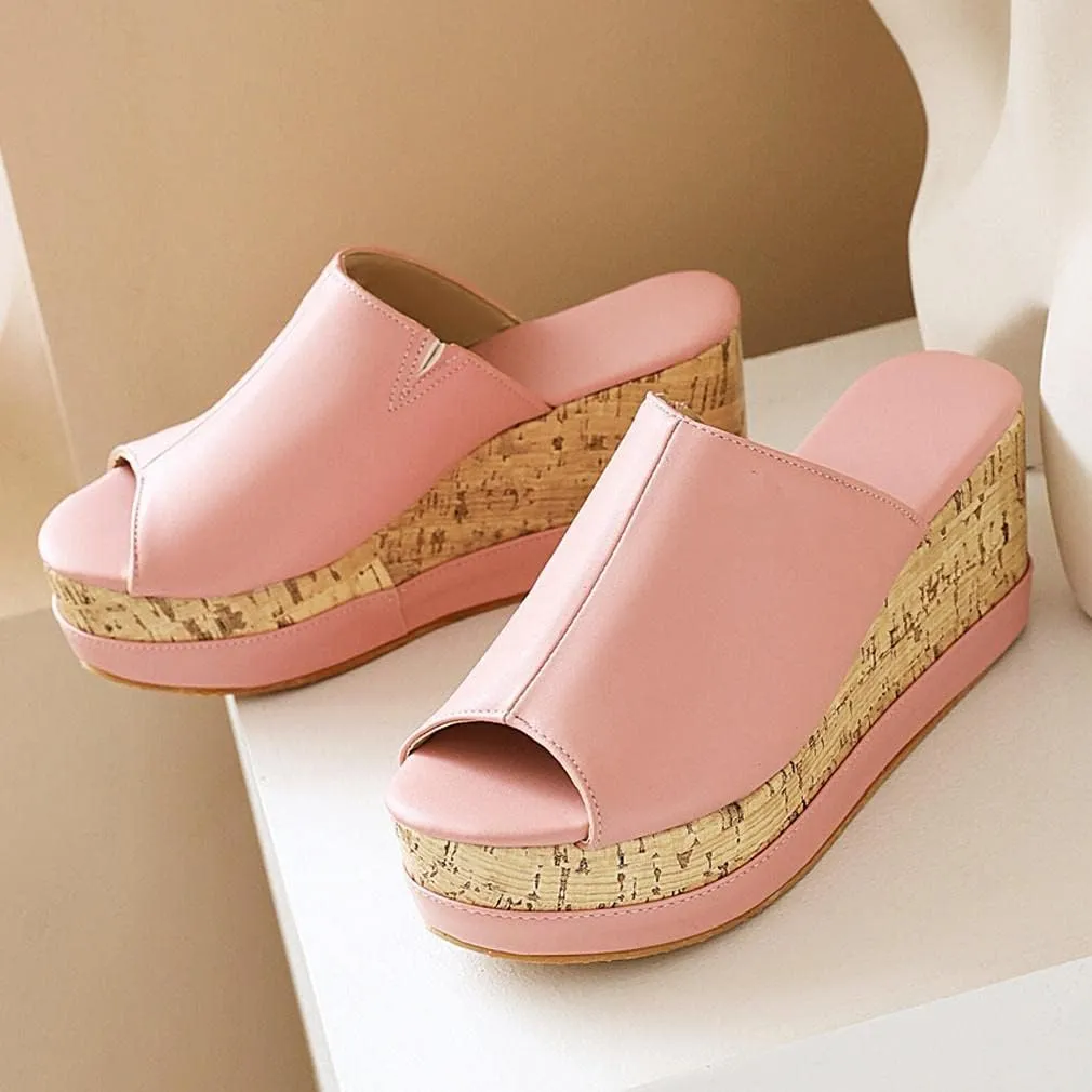 ZBYY Womens Platform Wedge Sandals Comfort Peep Toe Slingback Beach High Heel Summer Sandals Casual Leather Slippers