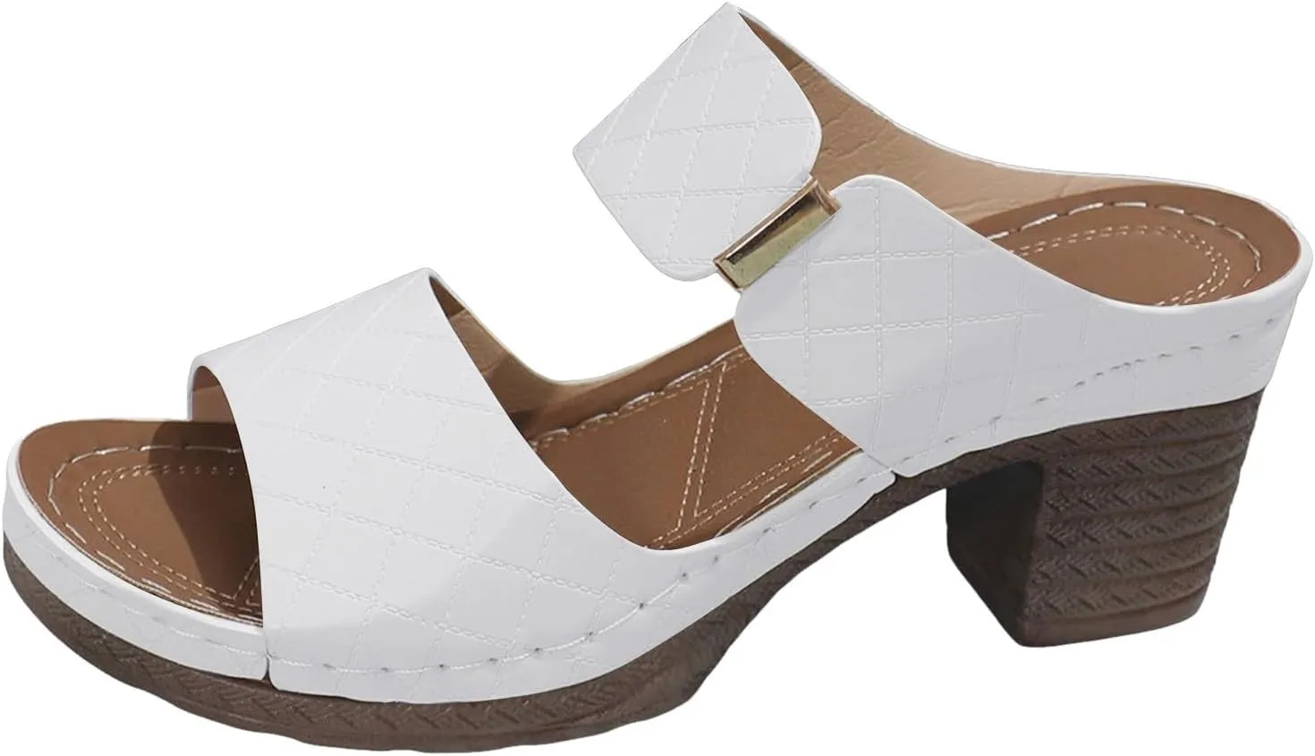 ZSpzx 2025 Orthopedic Block Heels Sandals for Women Arch Support Open Toe Chunky Heeled Sandal Comfortable Fashion Non Slip Cushion Footbed Shoes Backless Mules Adjustable Slide Walking