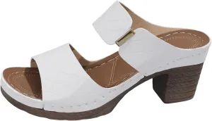 ZSpzx 2025 Orthopedic Block Heels Sandals for Women Arch Support Open Toe Chunky Heeled Sandal Comfortable Fashion Non Slip Cushion Footbed Shoes Backless Mules Adjustable Slide Walking