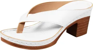 ZSpzx Women's Block Heels Sandals Slip On Clip Toe Flip Flops Chunky Backless Mules Recovery Orthopedic Sandal Summer Comfortable Cushion Footbed Casual Thongs for Walking Vacation Outdoor Indoor