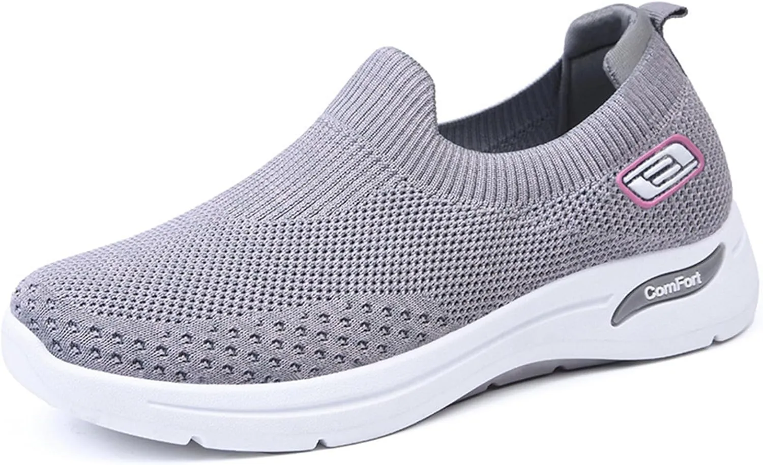 ZWRXW Orthopedic Sneakers for Women Summer Lightweight Casual Slip On Walking Shoes with Arch Support Breathable Soft Woven Shoe Non-Slip Mesh Up Footwear